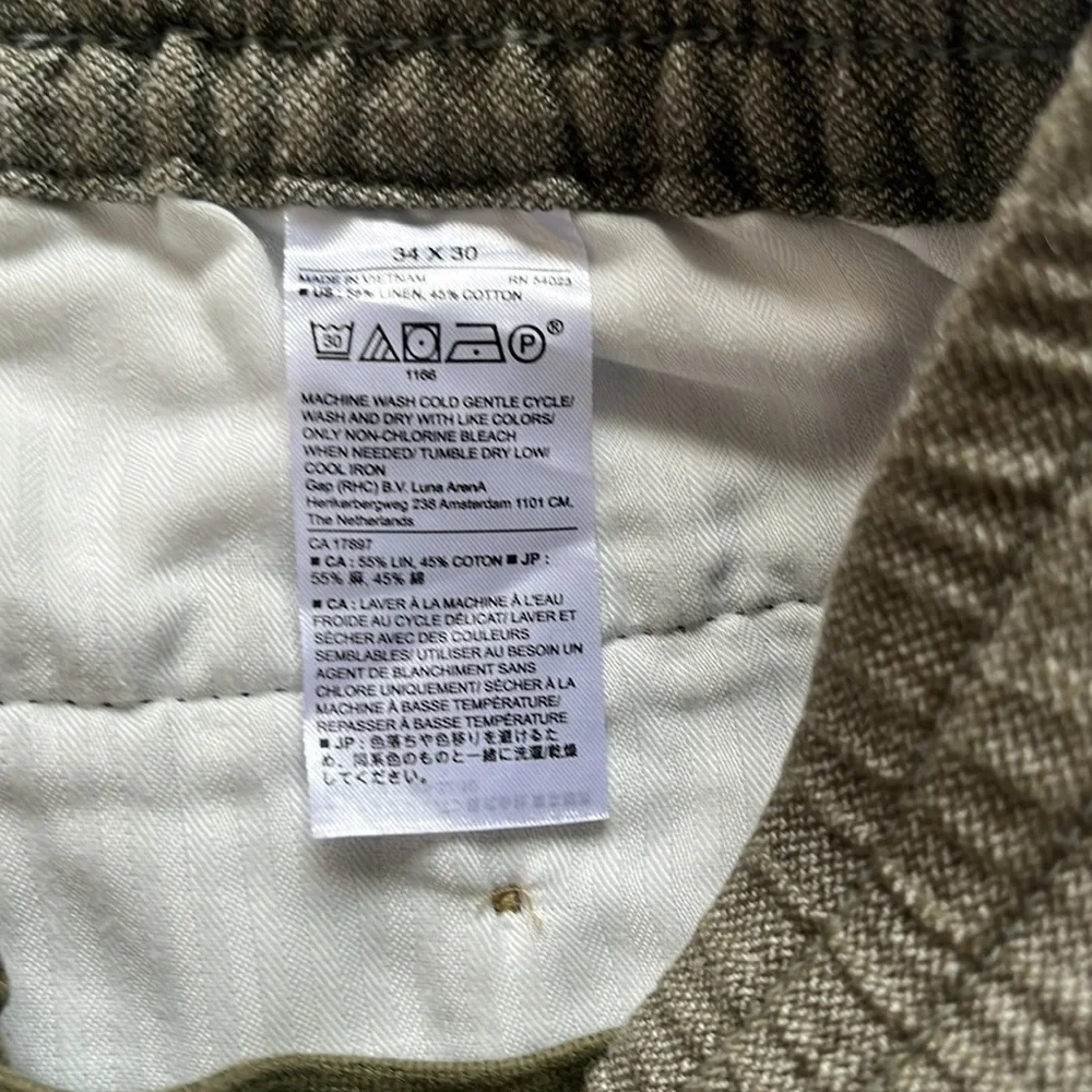 Men’s Banana Republic, Mason Athletic Tapered, Linen/Cotton Olive Green Pants